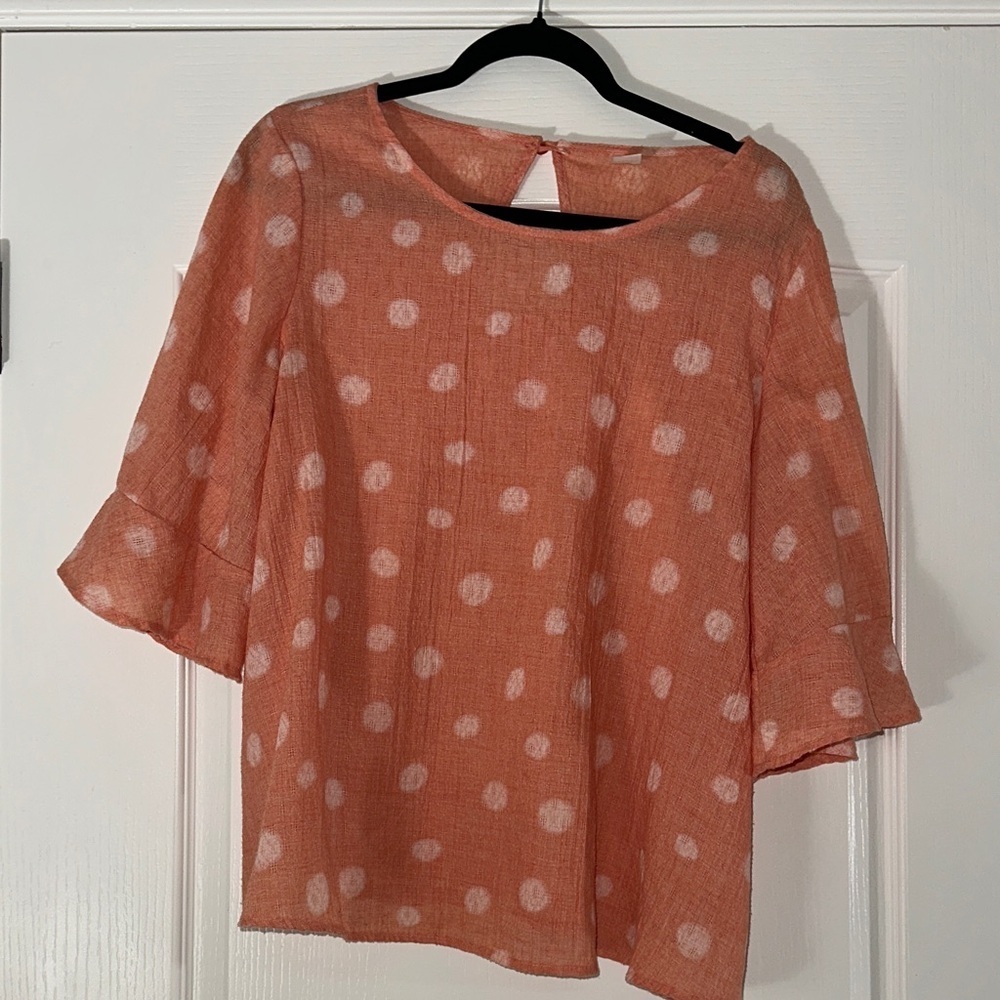 Polka Dot Women's Top - Orange/peach size medium